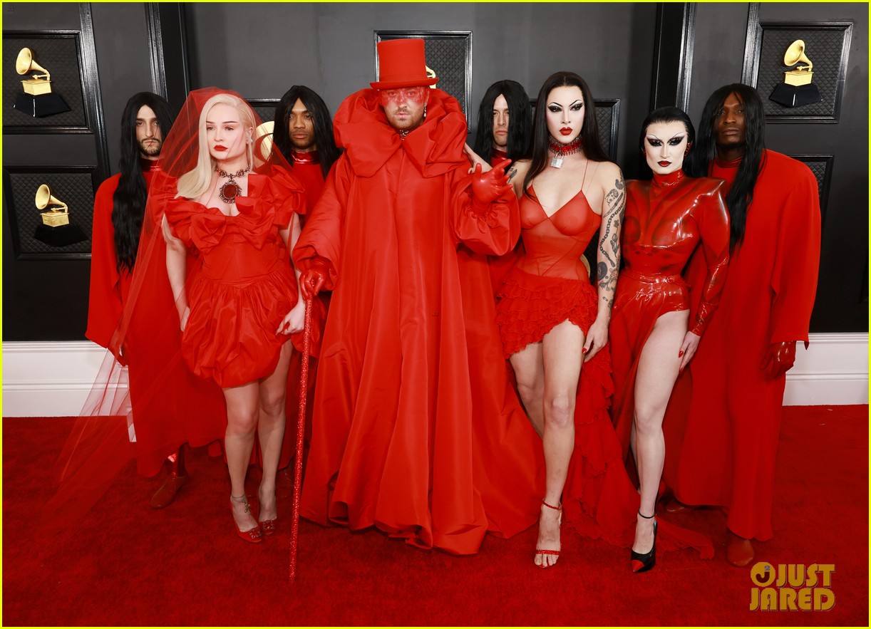 Sam Smith & Kim Petras Wear Matching Red Outfits to Grammys 2023 to Celebrate 