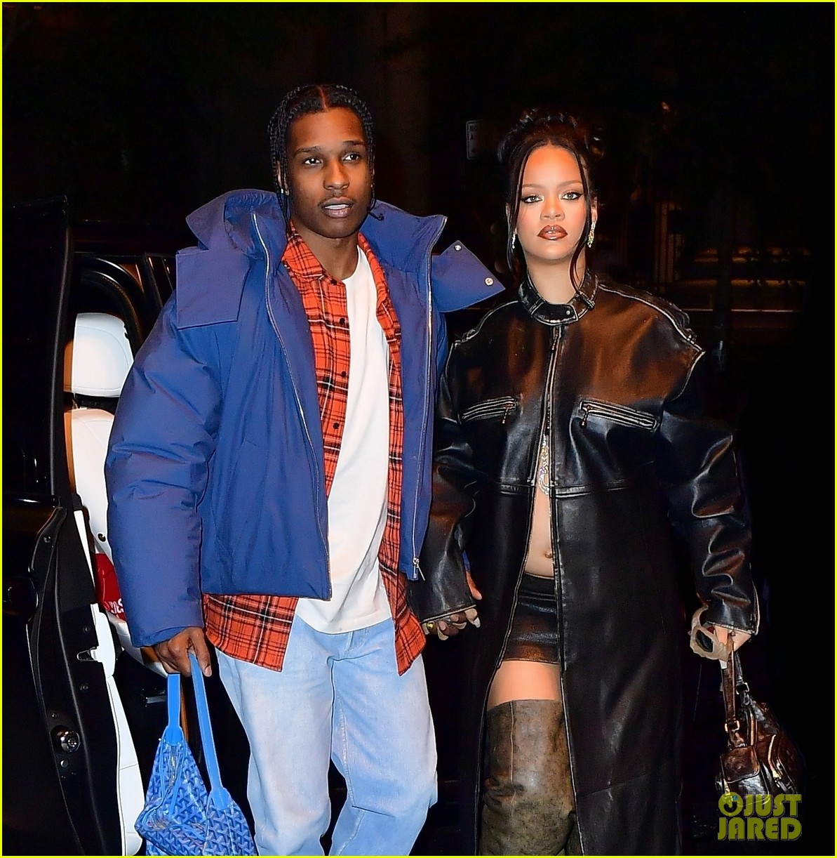 Pregnant Rihanna Wears Full Leather Look on Date Night with AAP Rocky