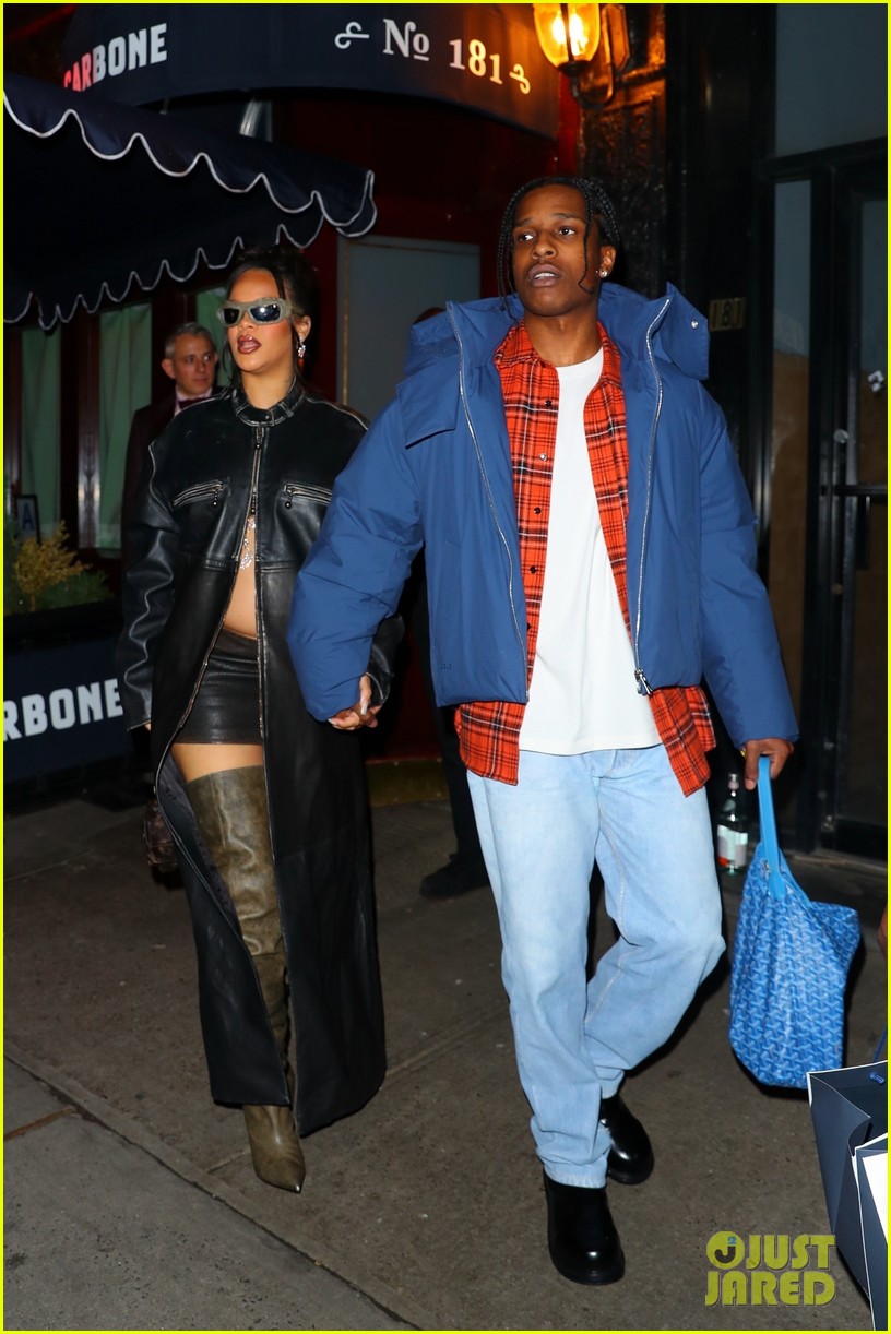 Pregnant Rihanna Wears Full Leather Look on Date Night with AAP Rocky