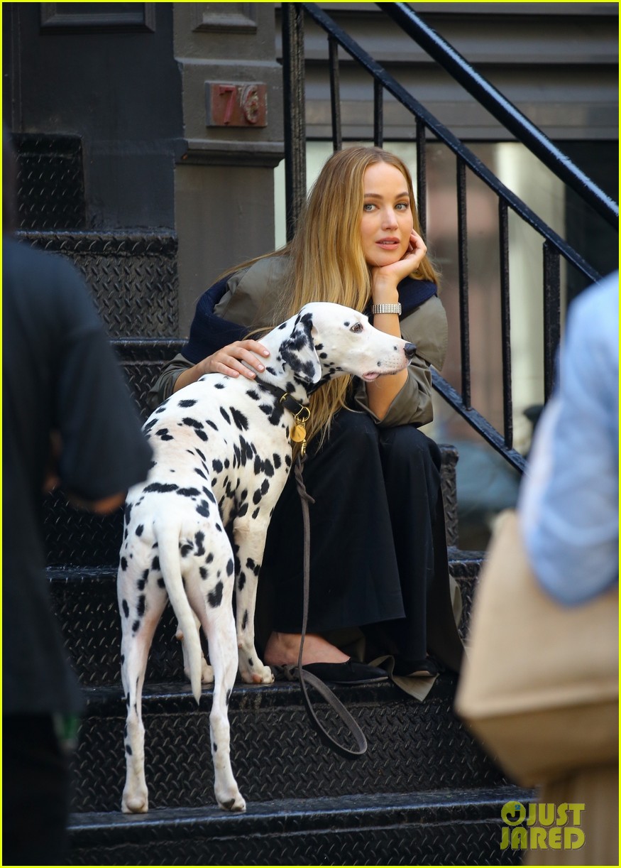 Jennifer Lawrence Films New Commercial in NYC with a Few Cute Dogs