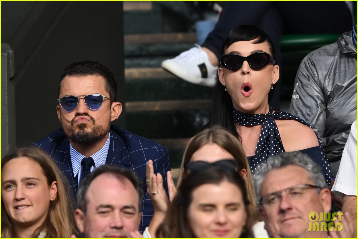 Katy Perry & Orlando Bloom Share A Courtside Kiss at Wimbledon 2023