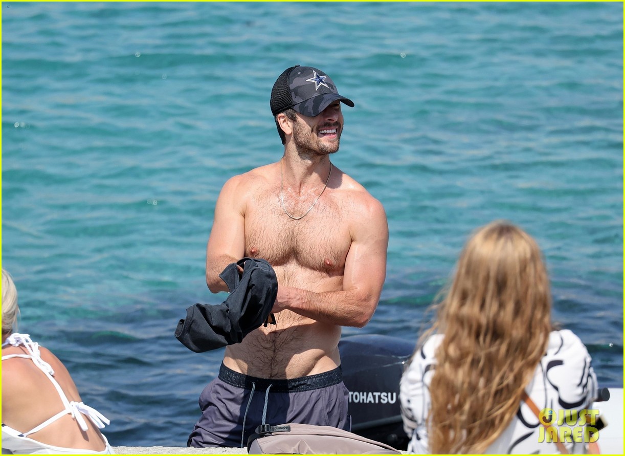 Glen Powell Goes Shirtless During Yacht Day in Mykonos: Photo 4961031