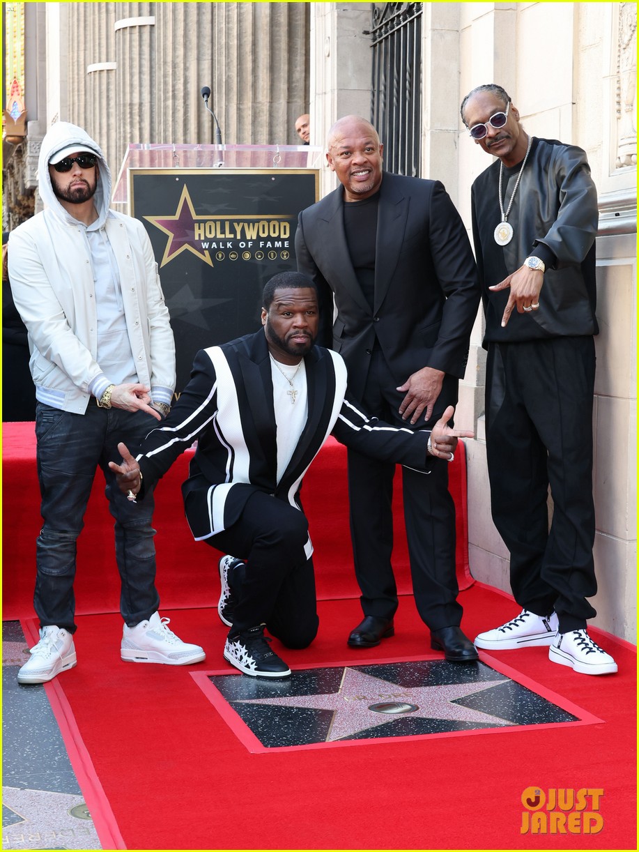 Eminem Makes Rare Public Appearance to Support Dr. Dre at Hollywood