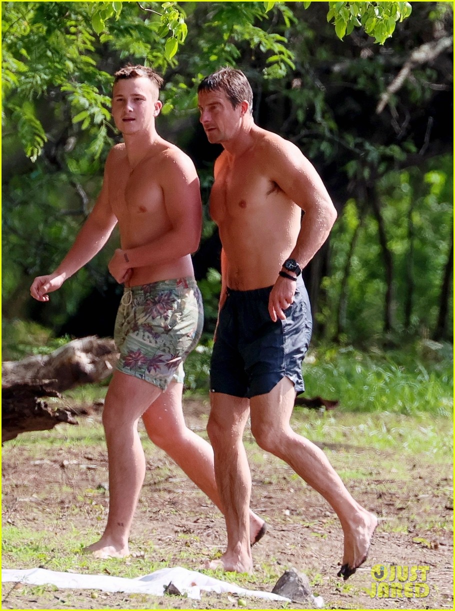 Bear Grylls Goes Shirtless for Dip in the Ocean in Costa Rica with Son Jesse Photo 5043078