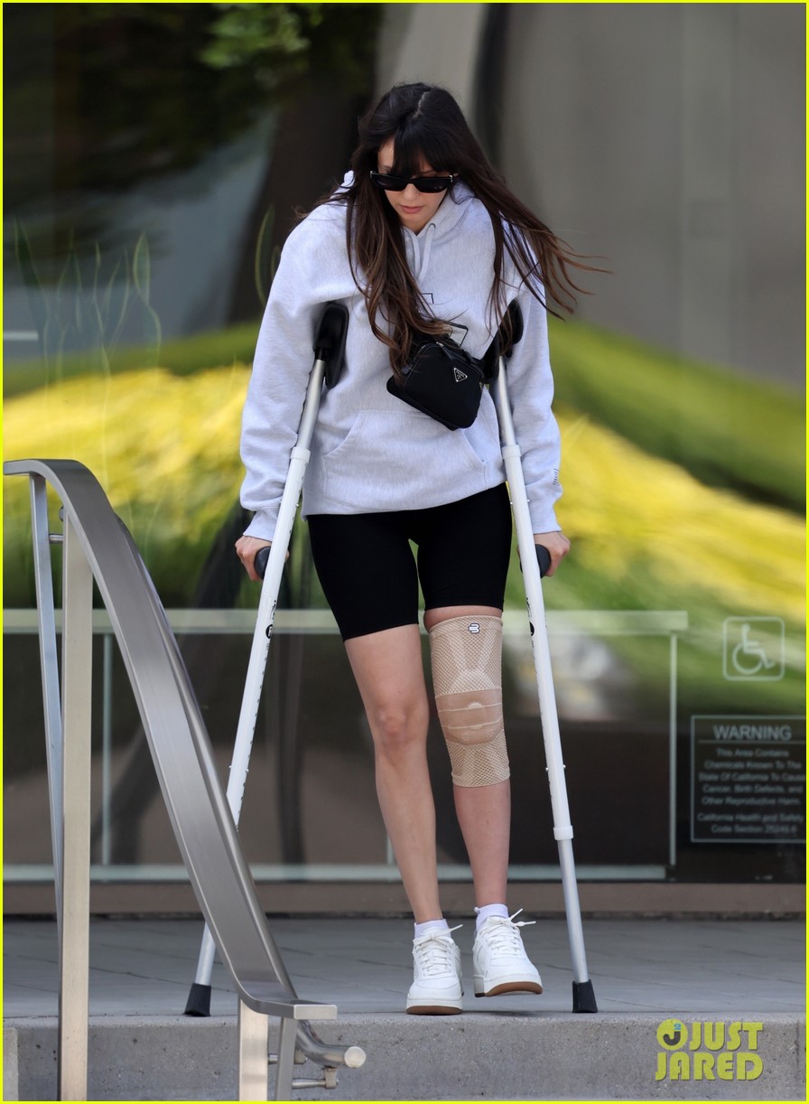 Nina Dobrev Spotted Walking on Crutches After Physical Therapy Session