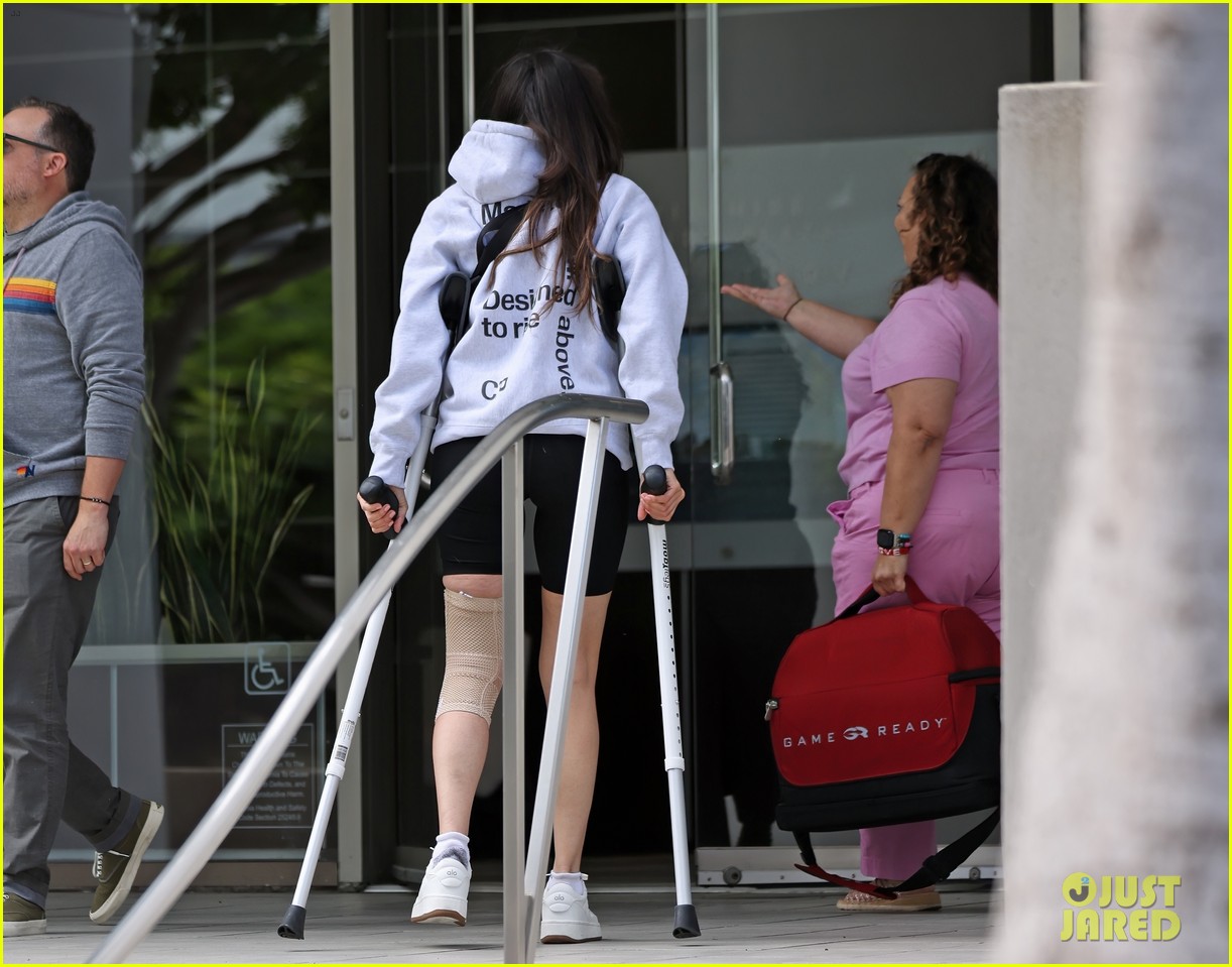 Nina Dobrev Spotted Walking on Crutches After Physical Therapy Session