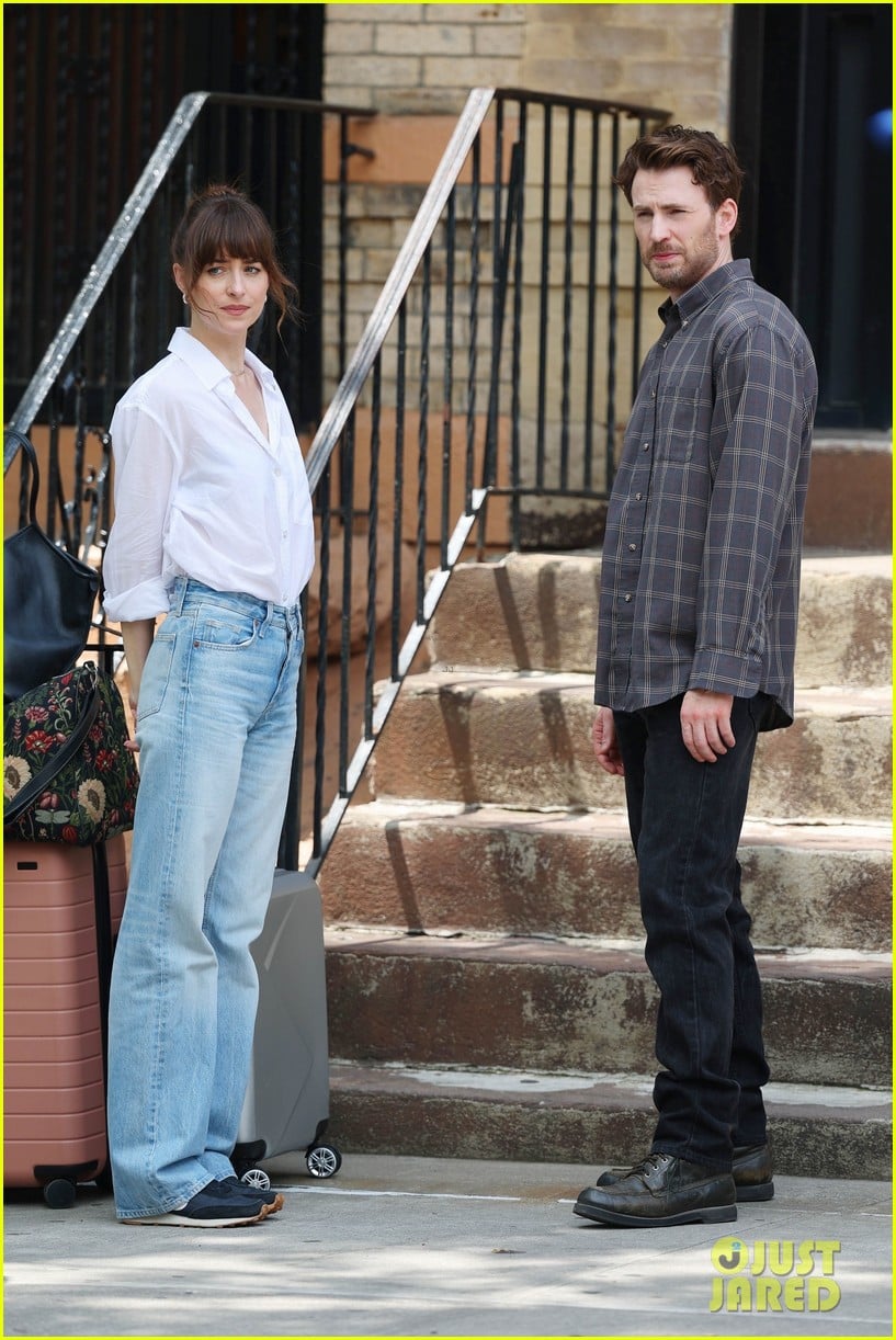 Dakota Johnson & Chris Evans Continue to Film 