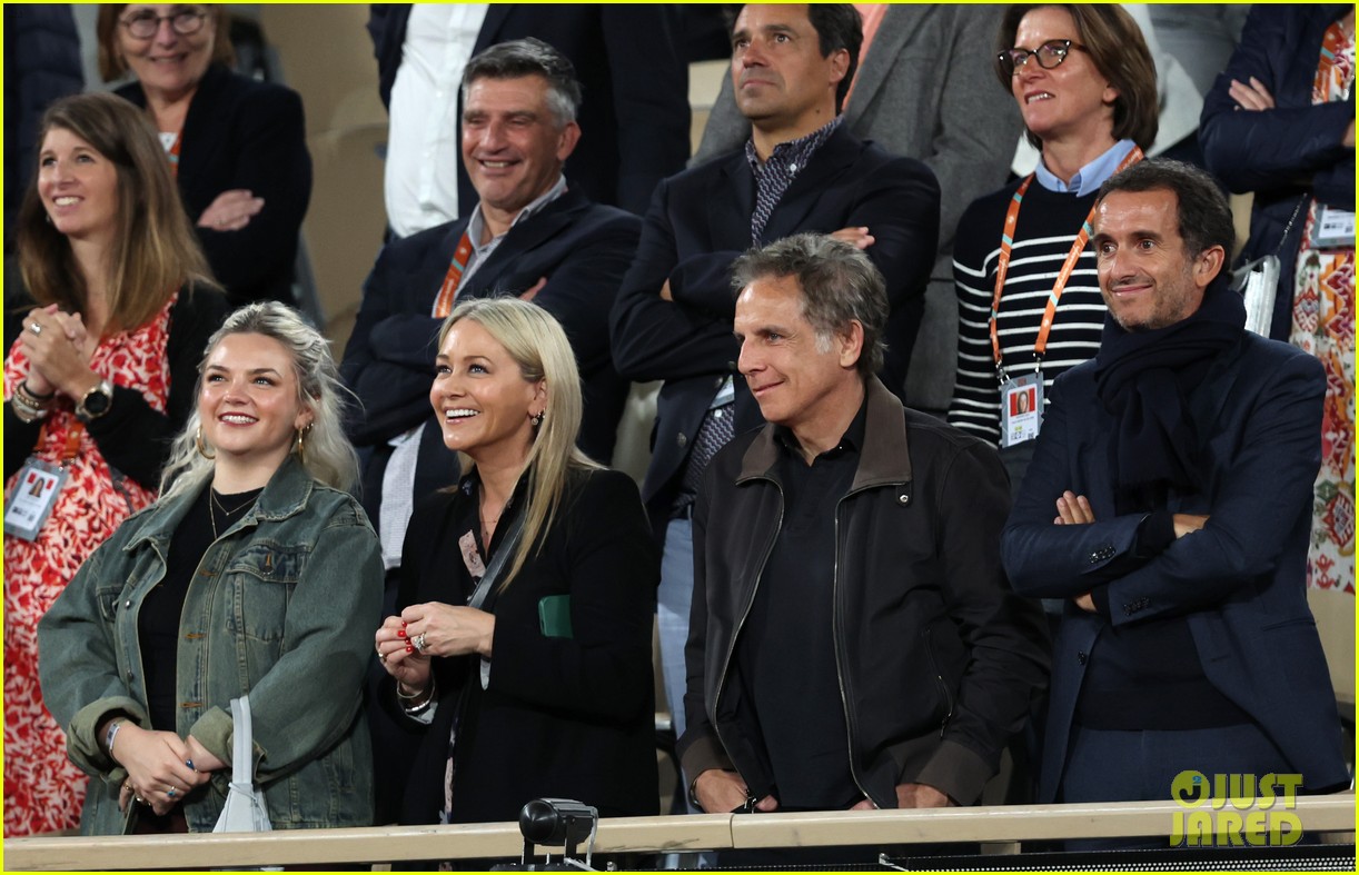 Ben Stiller Joins Wife Christine Taylor & Daughter Ella at French Open