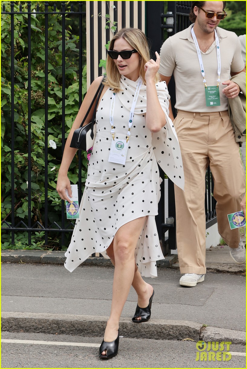 Margot Robbie Shows Off Tiny Baby Bump at Wimbledon 2024 with Husband