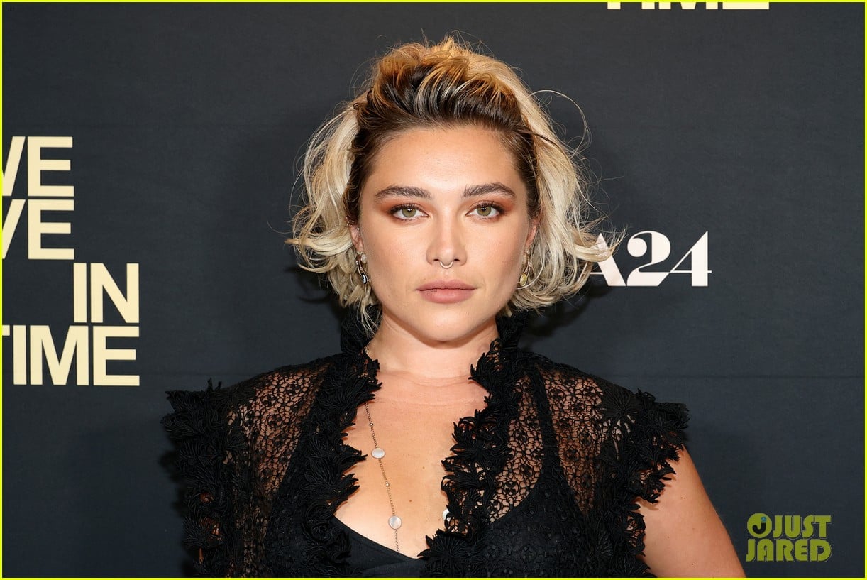 Florence Pugh Rocks Black Lace Dress for 'We Live In Time' Screening in