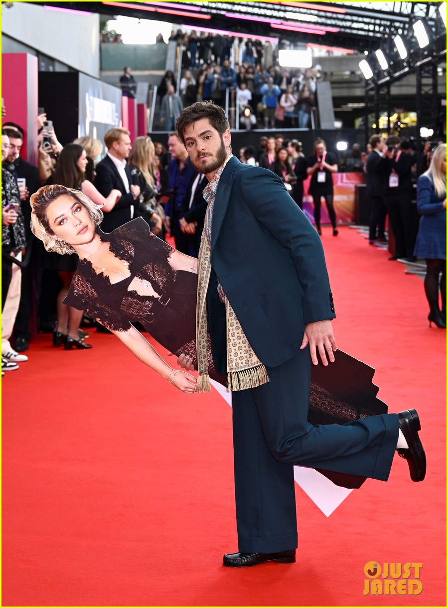Andrew Garfield Poses With Florence Pugh Cut Out & His Onscreen