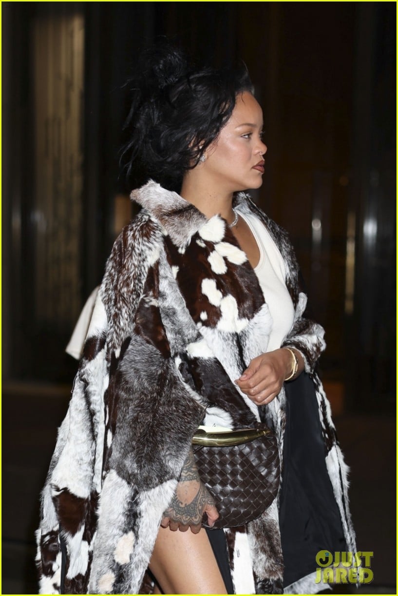 Rihanna Brings Edgy Southwestern Style to NYC With Hide Coat Photo(01)