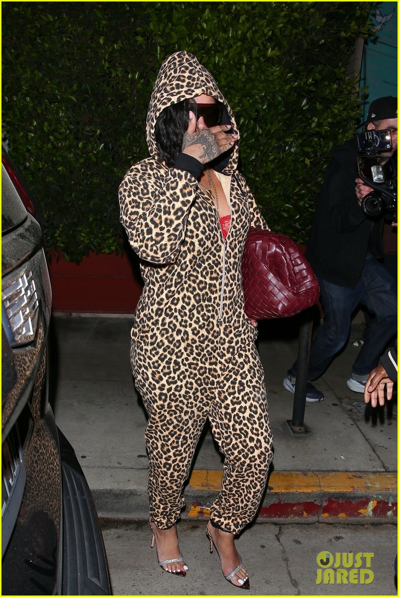 Rihanna Gets in Halloween Spirit With Leopard Print Onesie for Dinner