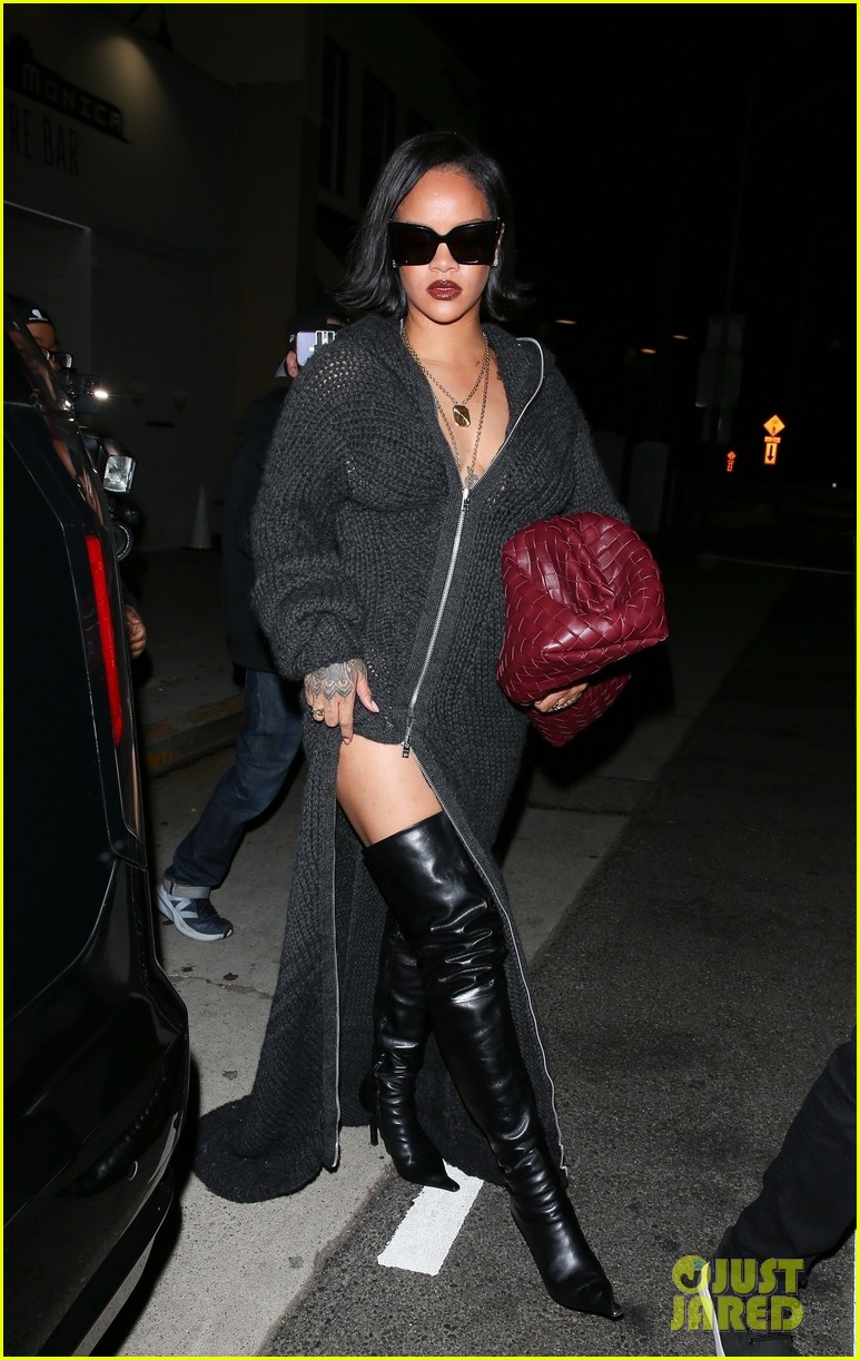 Rihanna Rocks ThighHigh Leather Boots for Dinner at Baldi in