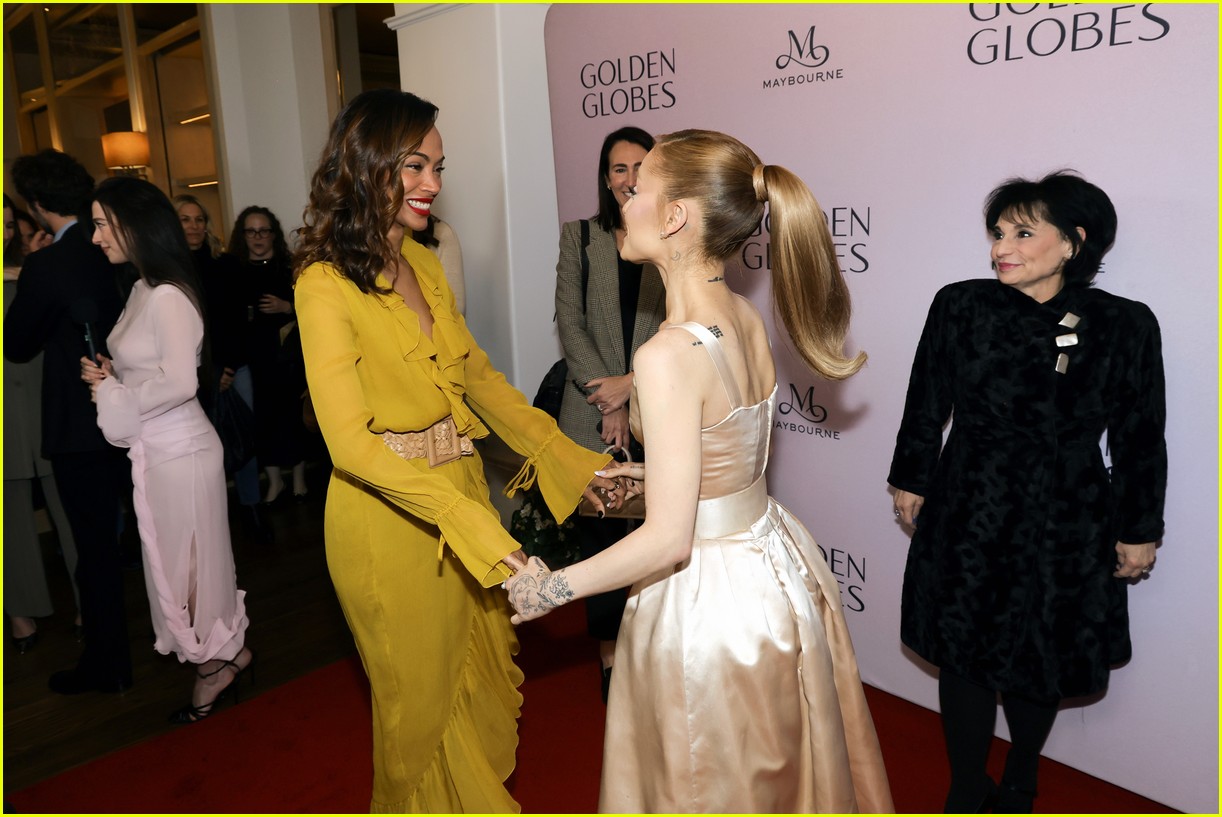 Watch Ariana Grande & Zoe Saldana Meet at Golden Globes Events After