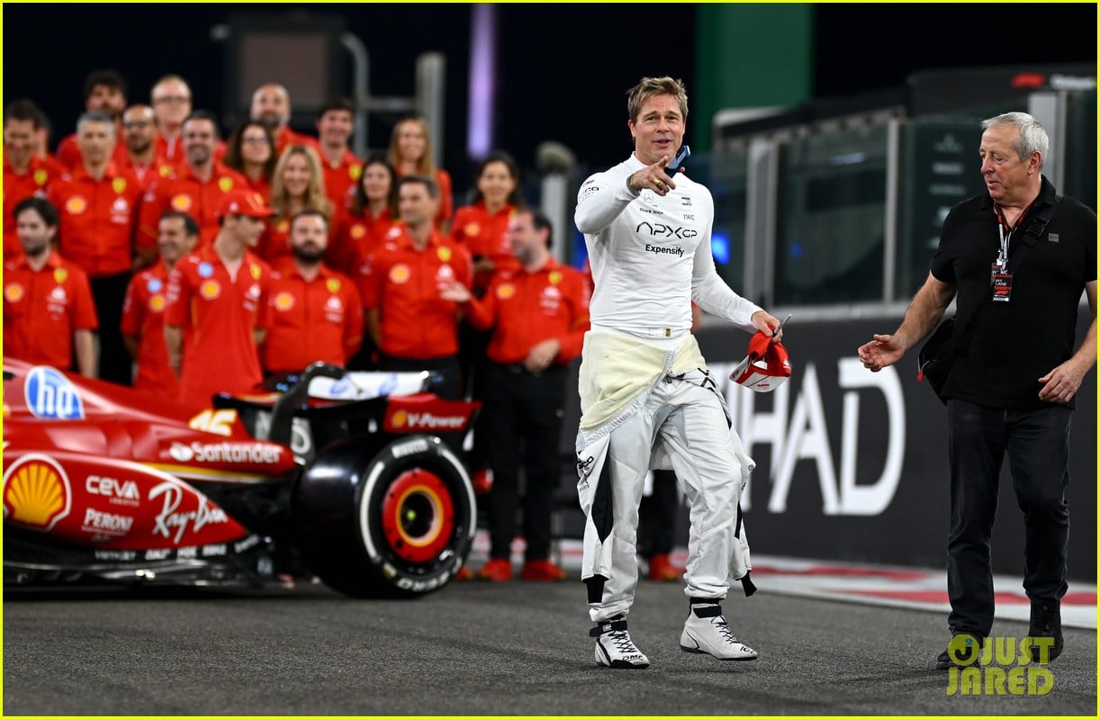 Brad Pitt & Damson Idris Crash Ferrari Team Photo Amid Filming 'F1