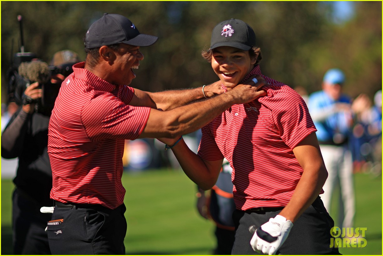 Tiger Woods Celebrates Son Charlie Woods Making First HoleinOne at
