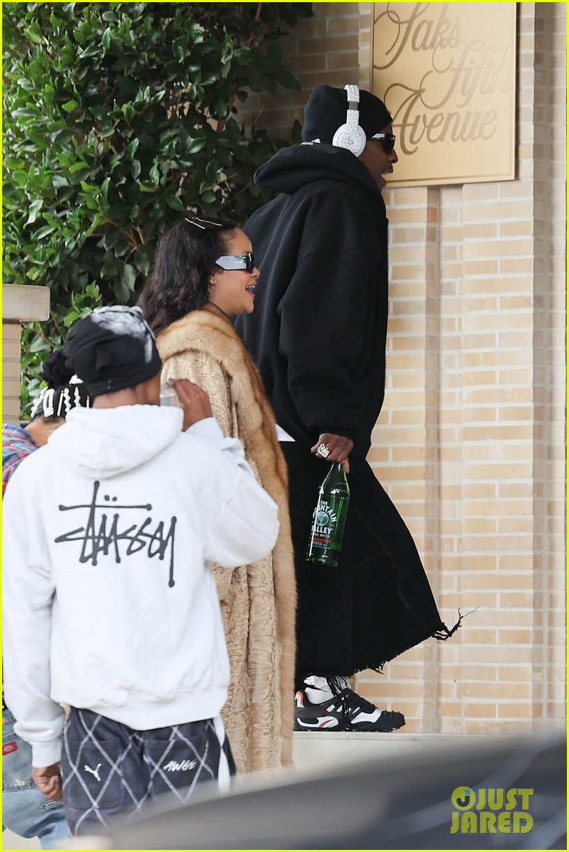 Rihanna Wears Fur Coat While Shopping in Beverly Hills with AAP Rocky
