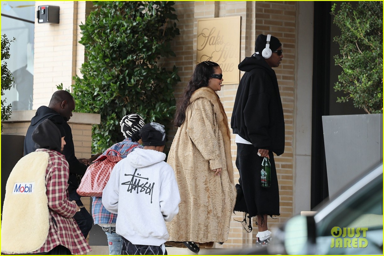Rihanna Wears Fur Coat While Shopping in Beverly Hills with AAP Rocky