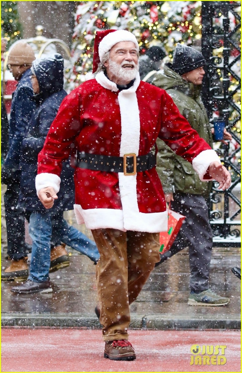 Arnold Schwarzenegger Wears Santa Coat & Hat While Filming 'The Man
