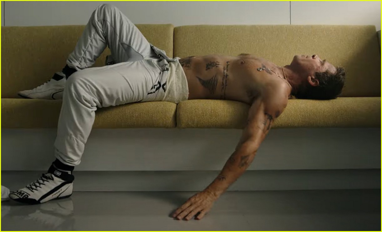 Brad Pitt Shows Off Many Tattoos In Latest F1 Movie Teaser Photo 