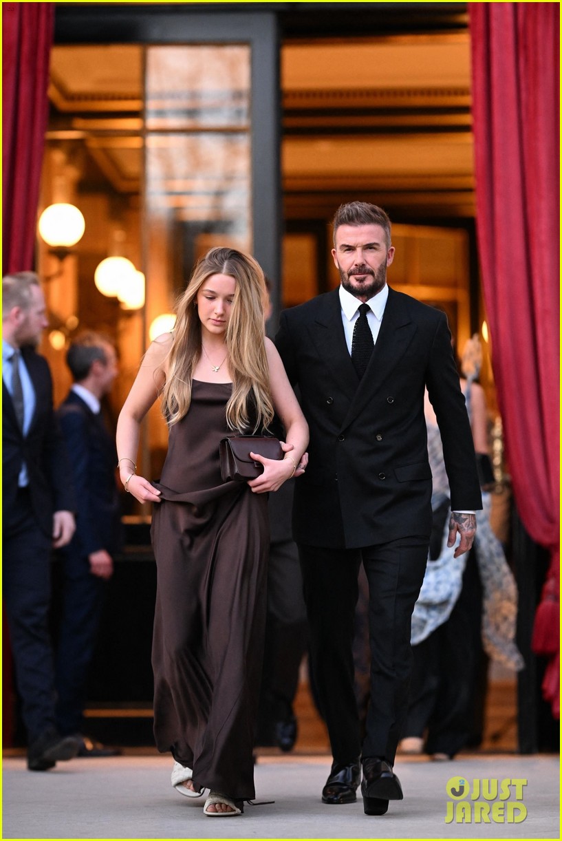 David Beckham & Kids Support Victoria Beckham at Her Paris Fashion Week