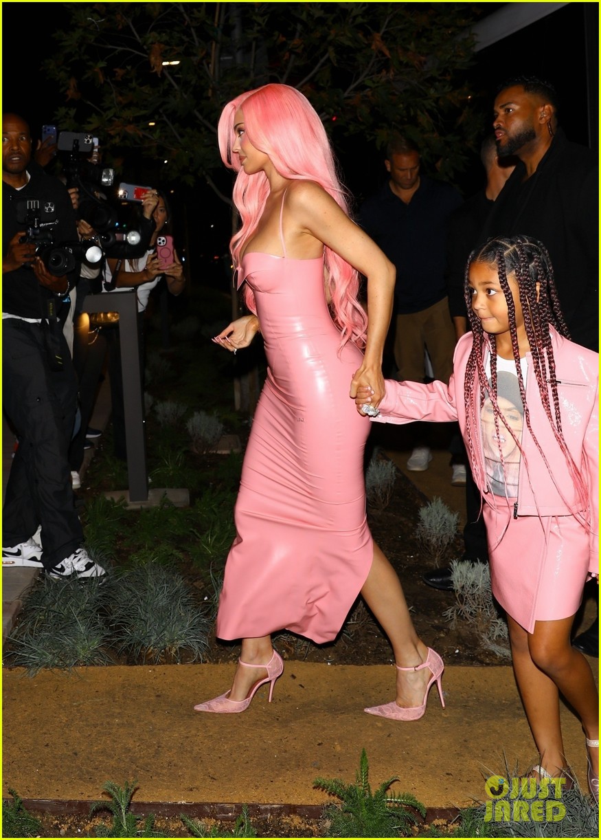 Kylie Jenner Wears Pink Latex Dress, Matches with Daughter Stormi at
