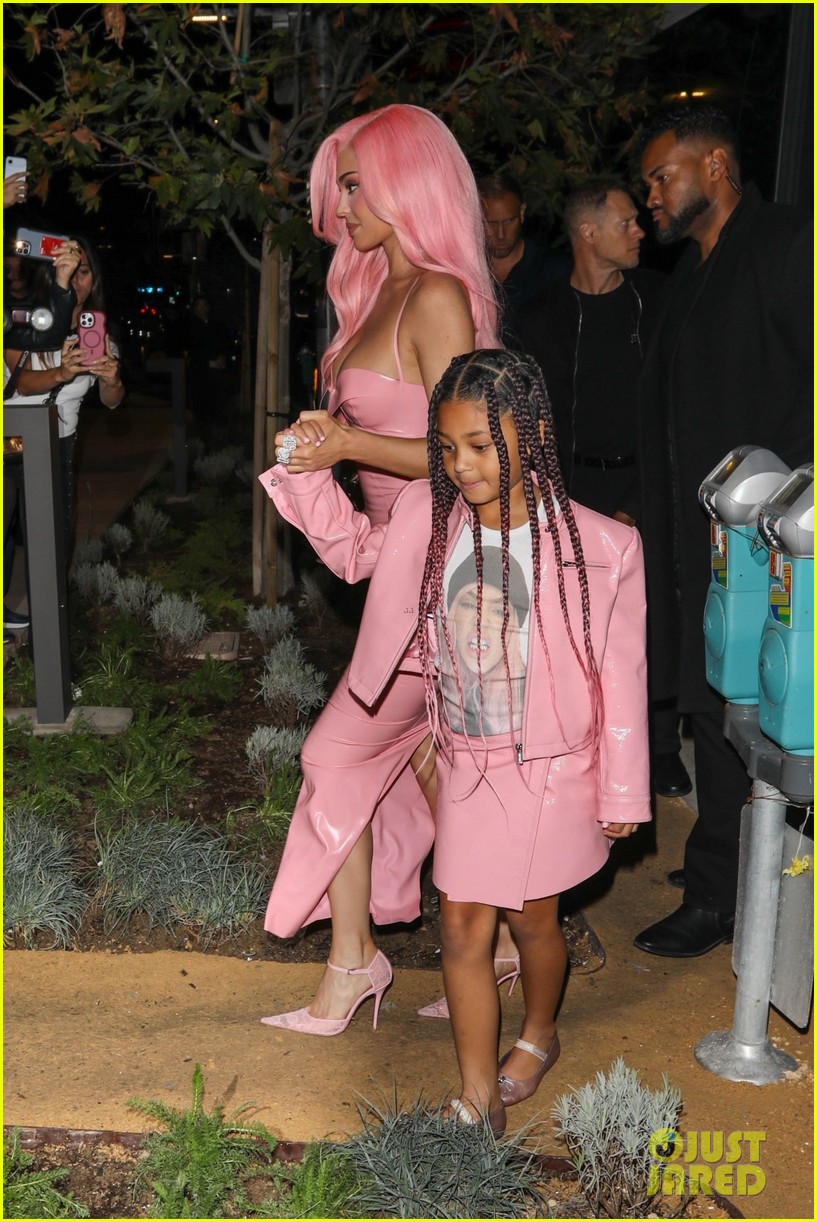 Kylie Jenner Wears Pink Latex Dress, Matches with Daughter Stormi at