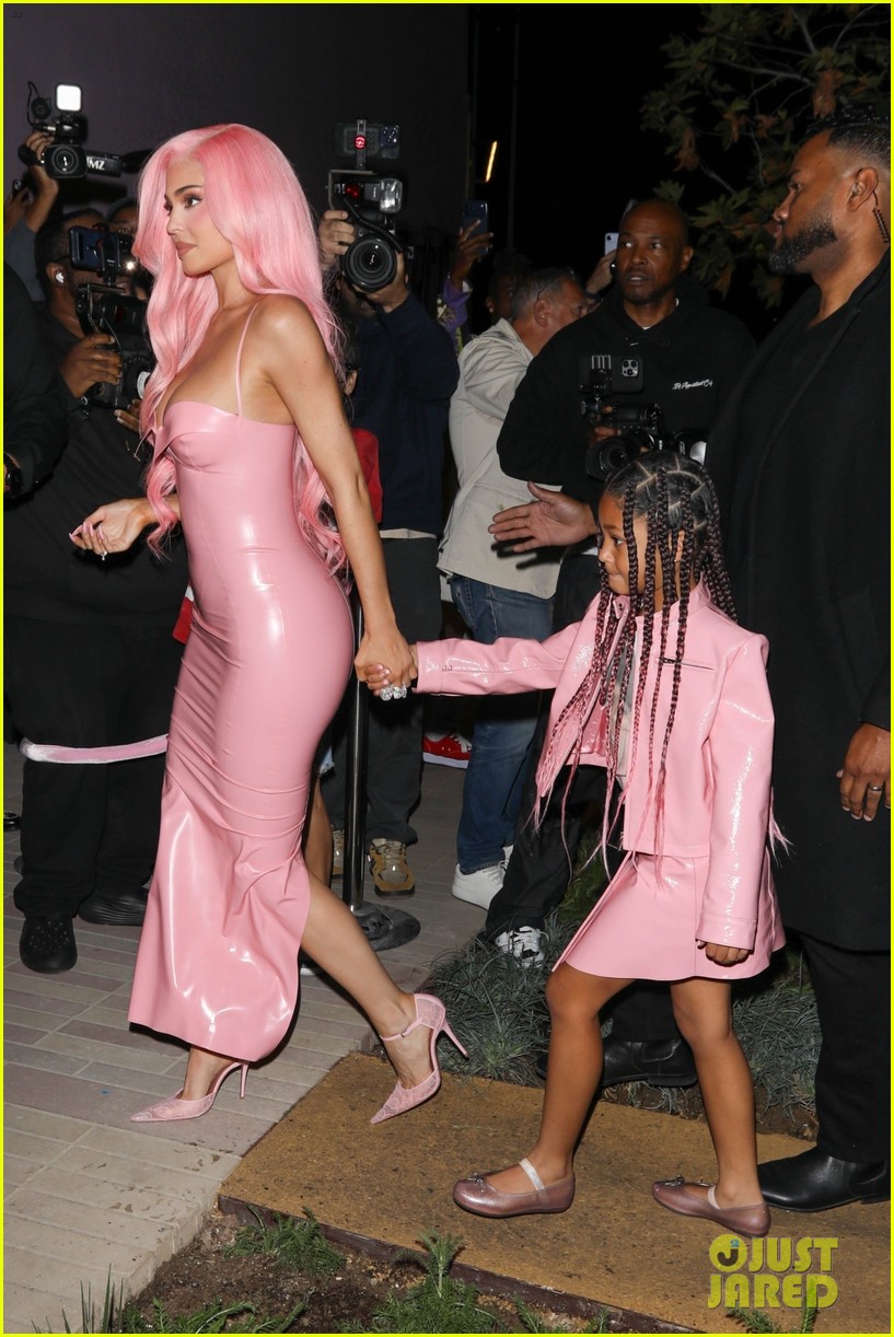 Kylie Jenner Wears Pink Latex Dress, Matches with Daughter Stormi at(02)