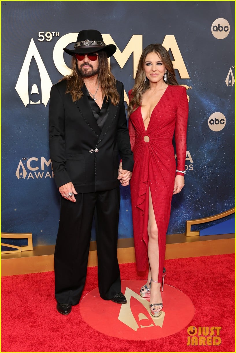 Billy Ray Cyrus & Elizabeth Hurley Hold Hands on CMA Awards 2025 Red