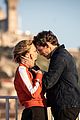 kaley cuoco sam claflin share kiss in first look photos at new series vanished 05