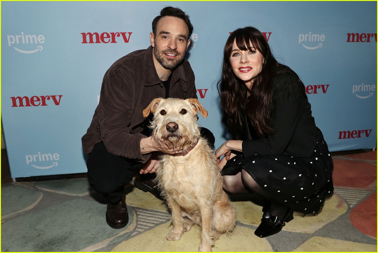 Zooey Deschanel & Charlie Cox Cozy Up to Gus the Dog to Promote New ...
