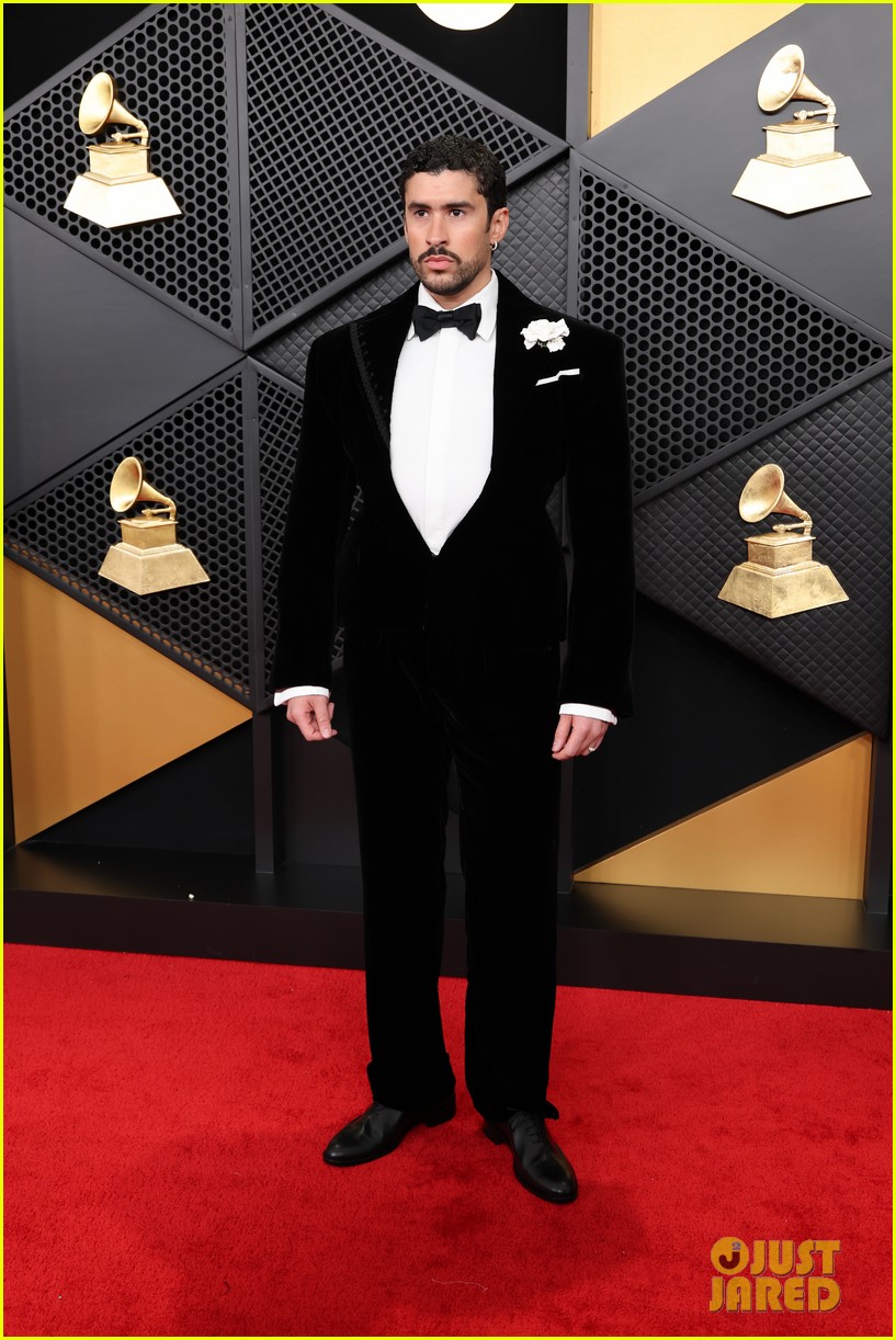 Bad Bunny S Grammys 2026 Suit Has A Full Corset Detail Up The Back Bad Bunny Grammys 2026 Red Carpet 01 