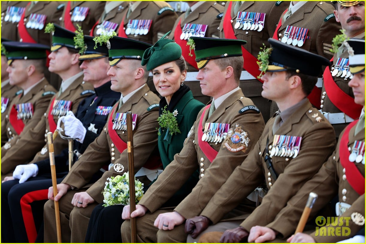 Kate Middleton Greets Irish Guards & Wolfhound Mascot at St ...