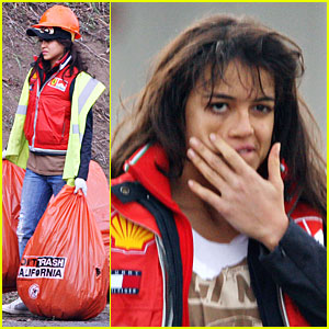 Michelle Rodriguez Has Trash Time