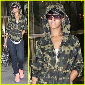 Rihanna Dons Camouflage Hoodie