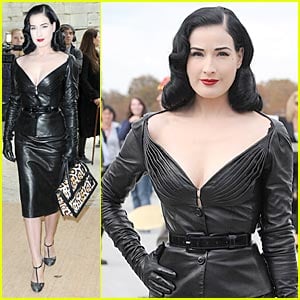 Dita Von Teese Dons Domina Leather at Dior