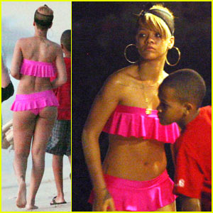 Rihanna Gets Ruffled Up In Pink Bikini