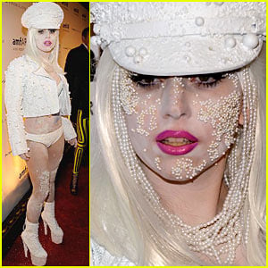 Lady Gaga Wears Pearls... On Her Face