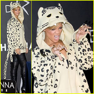 Rihanna Does 'The Claw' in Leopard Hoodie