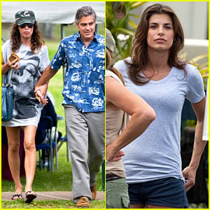 Elisabetta Canalis Visits George Clooney on Set!