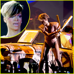 Rihanna Swings Bat at Car