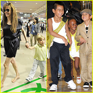 Angelina Jolie: Japan's Narita Airport with the Kids!