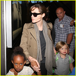 Angelina Jolie: LAX Departure with Shiloh and Zahara