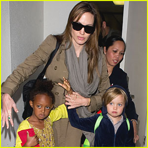 Angelina Jolie, Zahara & Shiloh: LAX Ladies