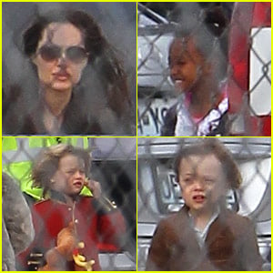 Angelina Jolie: Springfield Airport with the Kids!