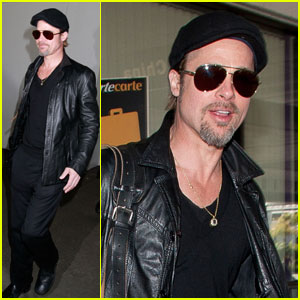 Brad Pitt: Leather LAX Landing