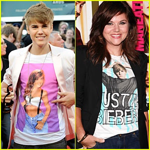 Justin Bieber & Tiffani Thiessen: T-Shirt Tributes To Each Other!