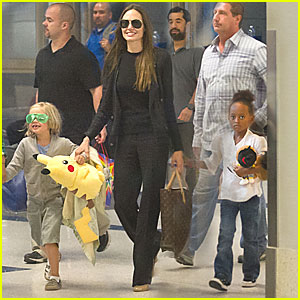 Angelina Jolie, Shiloh & Zahara: Leaving LAX