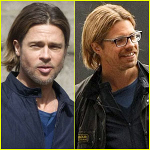 Brad Pitt: 'World War Z' Set with Stunt Double!